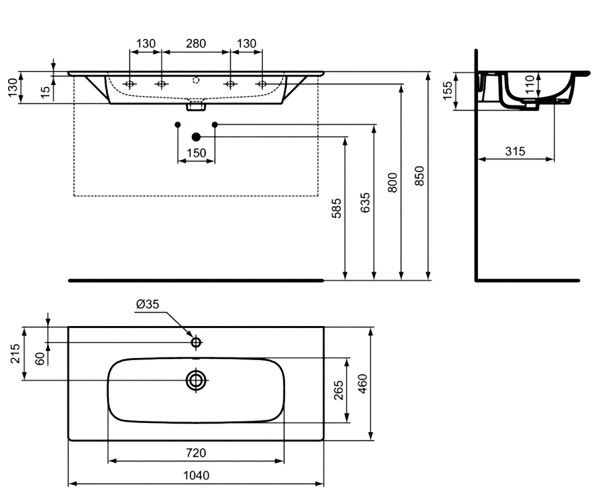 раковина IDEAL STANDARD I.LIFE 104